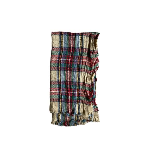 Plaid Blanket Chunky Scarf Unisex Classic red/blue/tan colors - Picture 1 of 4